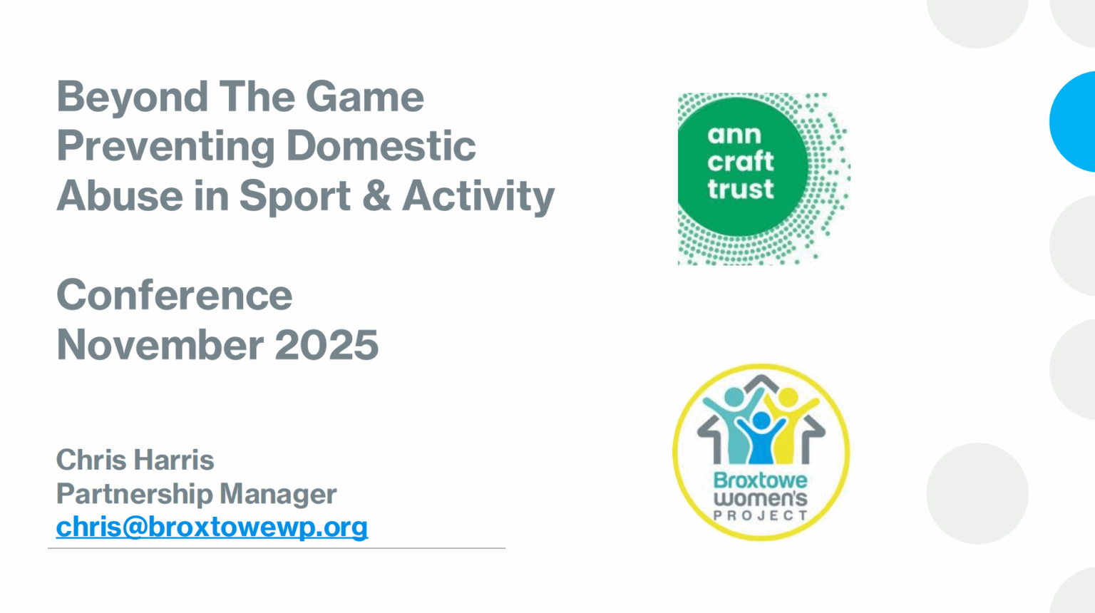 Prevention Conference 2025: Beyond the game; preventing domestic abuse ...